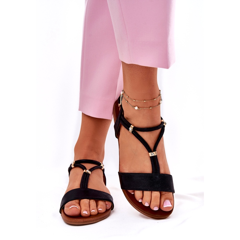 S.Barski Ženske ravne sandale sa prugama S. Barski KV51-120 Crni crno 2