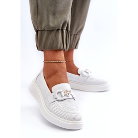 S.Barski Ženske kožne lomace na platformi Białe S. Barski Lr720 s ukrasom bijela 3