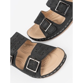 Seastar Papuče na niskom klinu s crnim stezaljkama crna 1