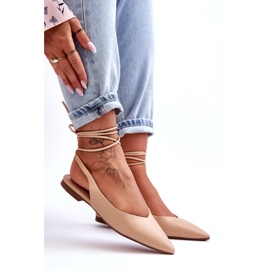 Ženski eko-dijel vezani goli balerine bež 2