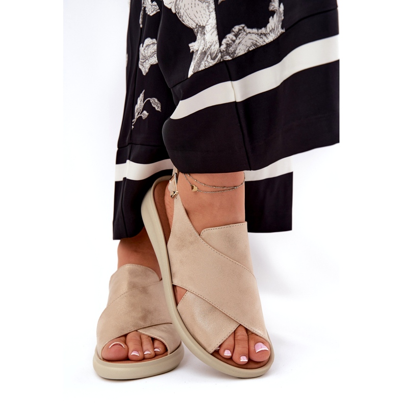 Jezzi Ženske sandale od zlatne eko kože zlatni 3