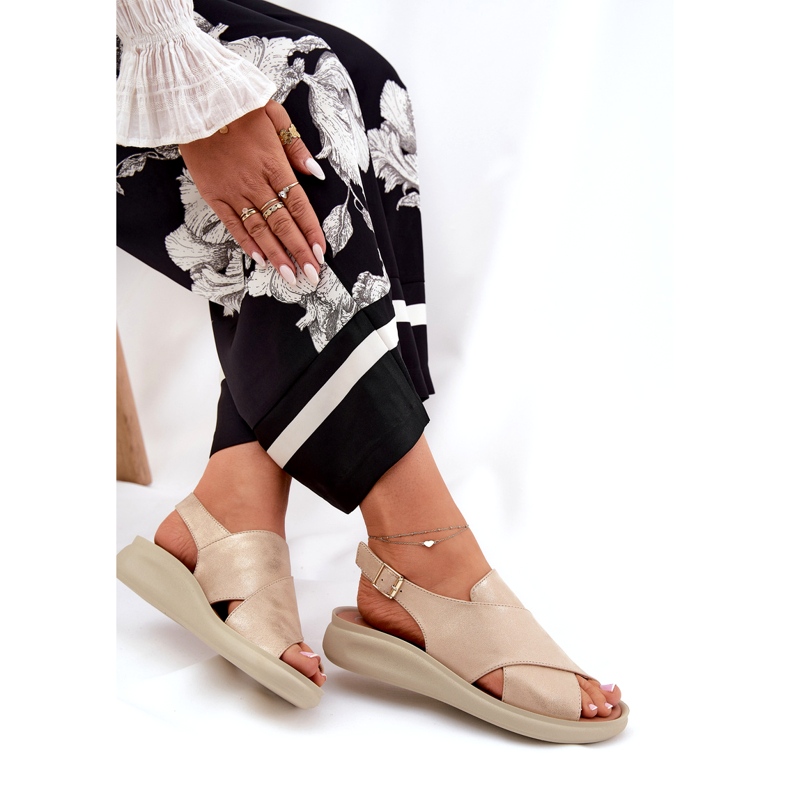 Jezzi Ženske sandale od zlatne eko kože zlatni 5