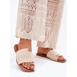 Ravne ženske flip jakne sa zlatnim detaljima bež 2