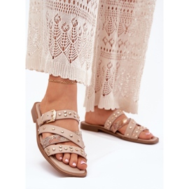 Ukrašeni ženski ravni -ženski kapljice s prugama s prugama i bež stezaljkom 2