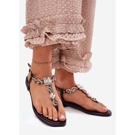 Ženske sandale s crnim kristalima crna 1