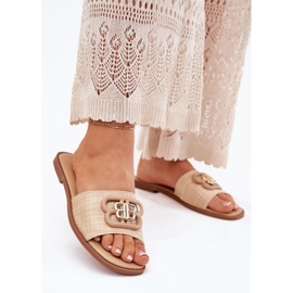 Ravne ženske flip jahuri s ukrasnim detaljima bež 2