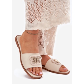 Ravne ženske flip jahuri s ukrasnim detaljima bež 1