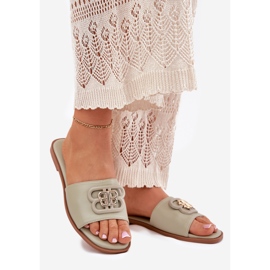 Ravne ženske flip jahure s ukrasnim zelenim detaljima zelena 1