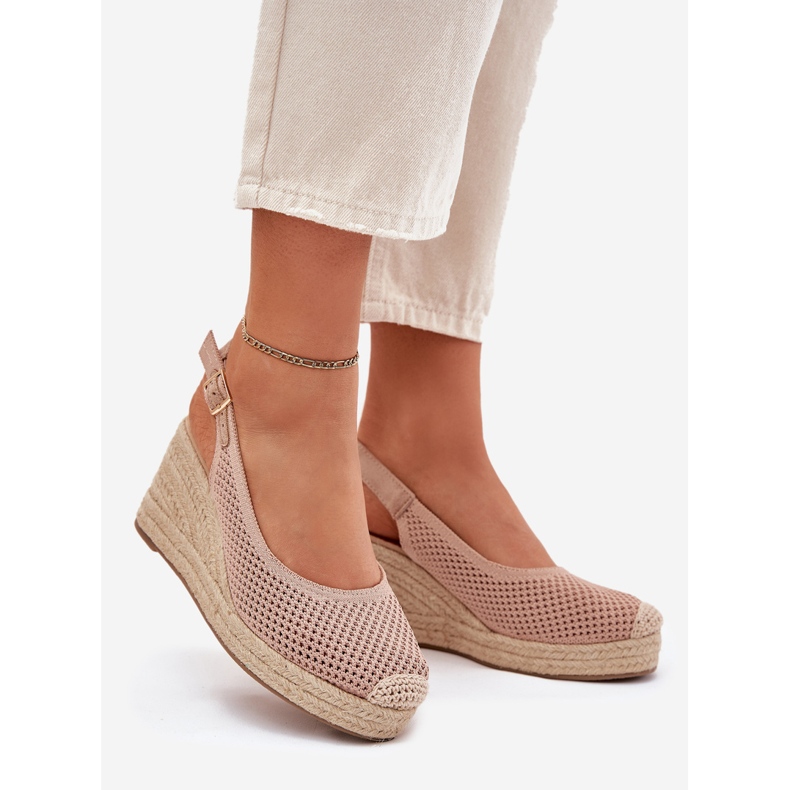 Ženske sandale za klin s ružičastom pletenicom ružičasta 1