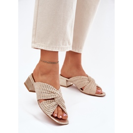 Ženske papuče na bloku Maciejka 06955-25 Beige-Gold bež 2