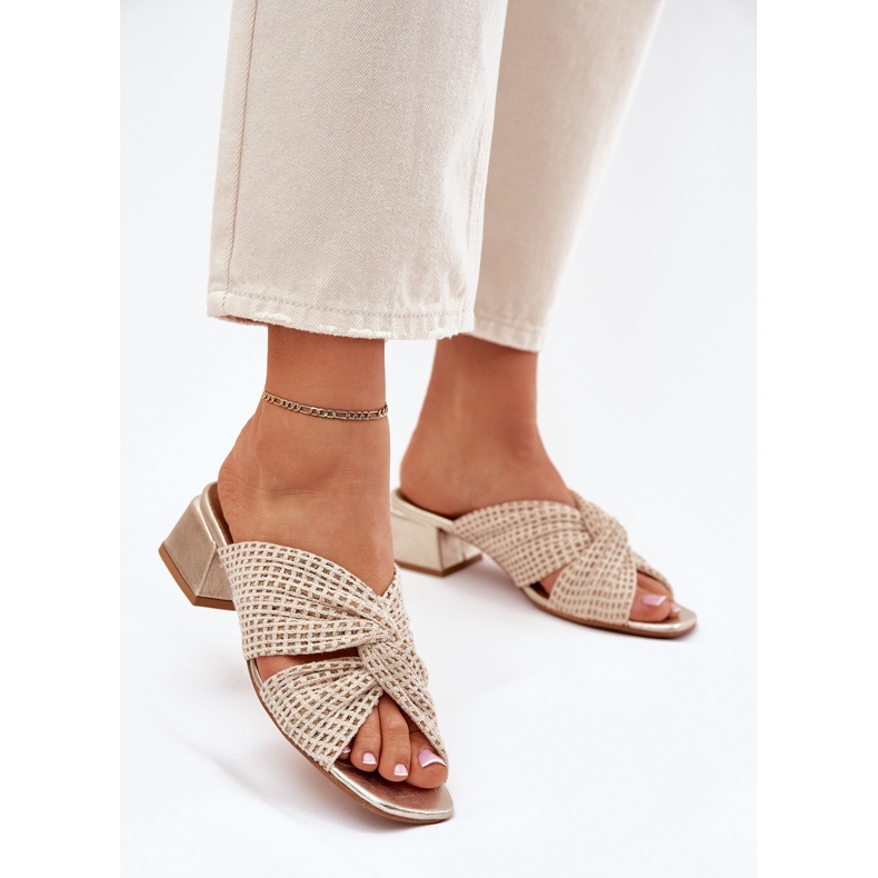 Ženske papuče na bloku Maciejka 06955-25 Beige-Gold bež 2