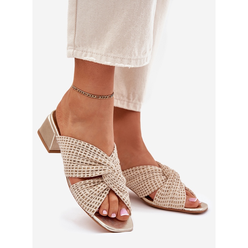 Ženske papuče na bloku Maciejka 06955-25 Beige-Gold bež 1