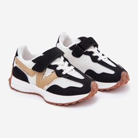 Dječje tenisice s bijelim i bijelim čičak crna 1