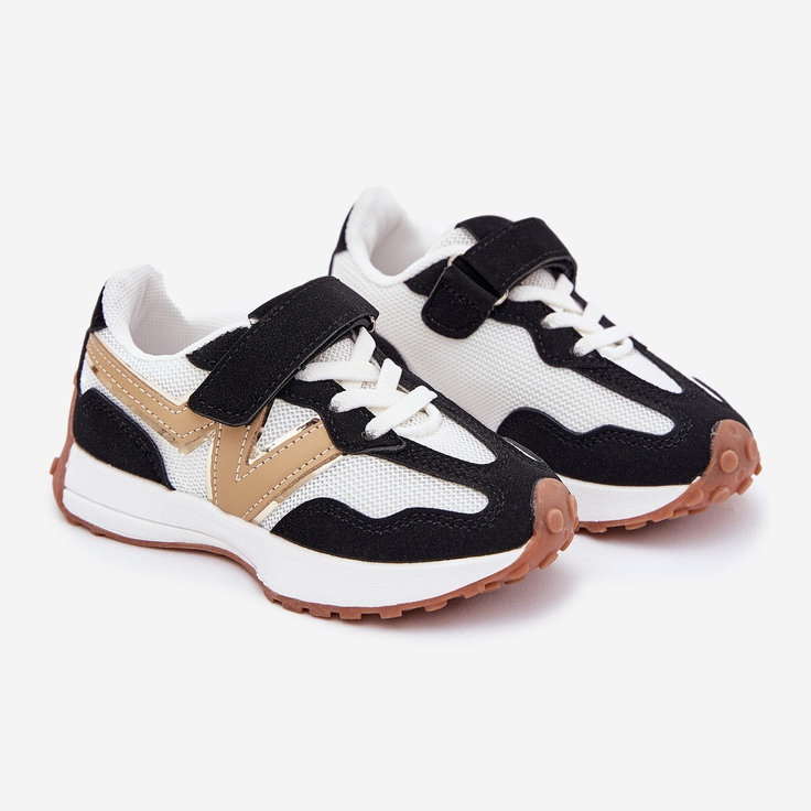 Dječje tenisice s bijelim i bijelim čičak crna 1