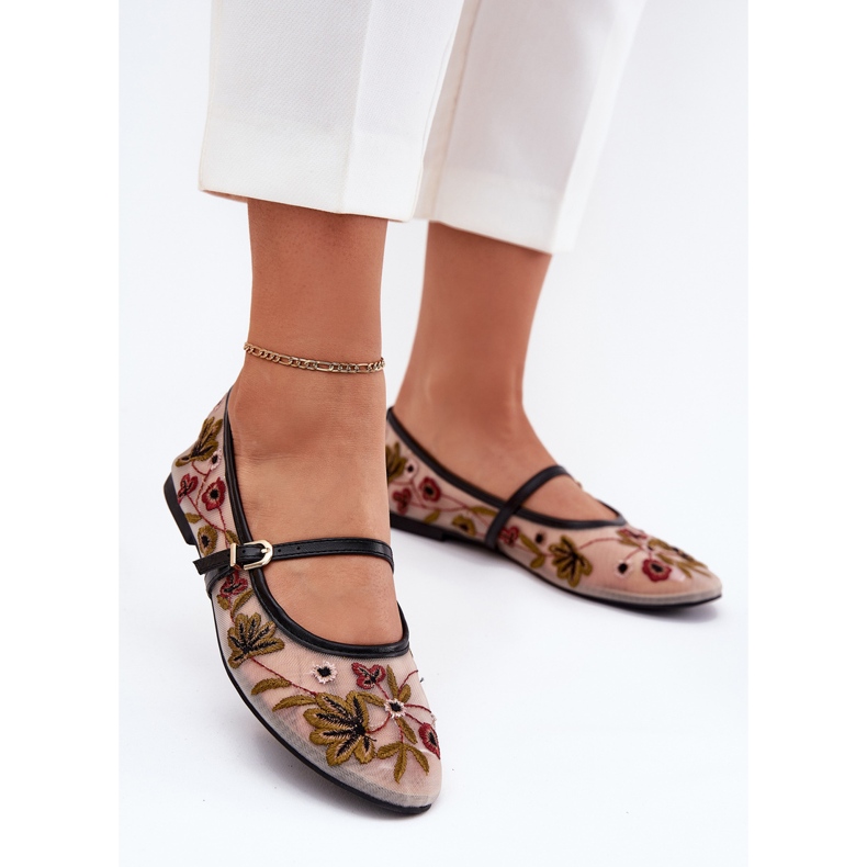 Balerine s vezom i pojasom crne boje crna 2