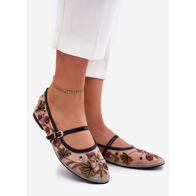 Balerine s vezom i pojasom crne boje crna 1