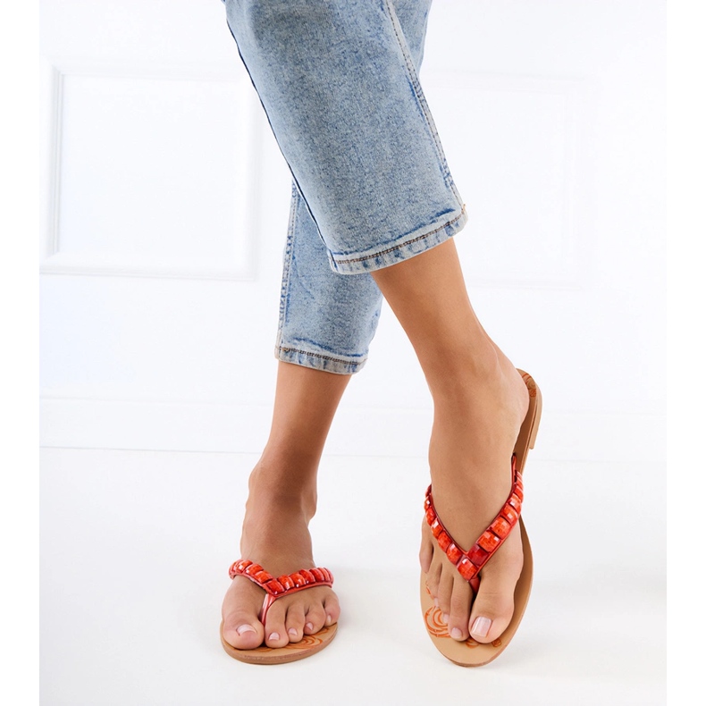 Orange Flip -Flops Flip -flops ukrašen šljunkom narančasta 1