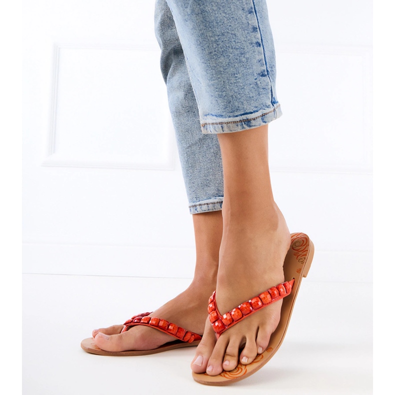 Orange Flip -Flops Flip -flops ukrašen šljunkom narančasta 2