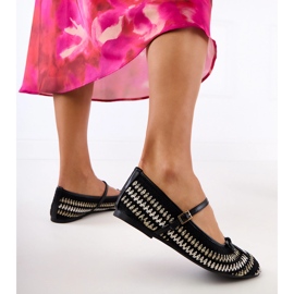 Crni materijal balerine s kopčom i lukom crna 1