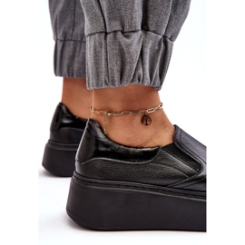 Ženske kožne sportske cipele na platformi Black Lemar crna 3