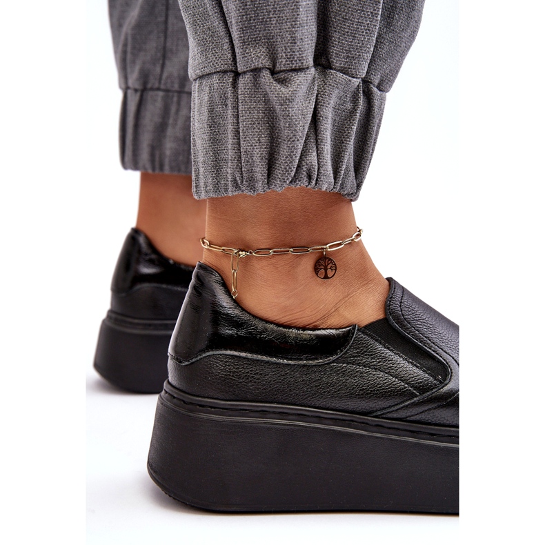 Ženske kožne sportske cipele na platformi Black Lemar crno 3