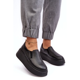 Ženske kožne sportske cipele na platformi Black Lemar crna 1