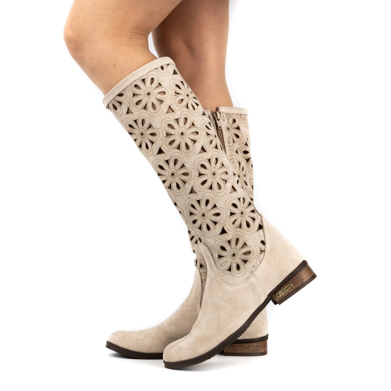 Olivier Ženske lagane bež otvorene kožne čizme 3