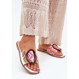 Ravne ženske flip jarke s ukrasnom bijelom kopč bijela 2