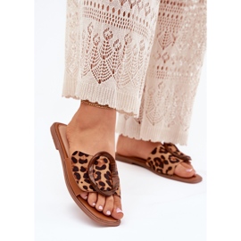 Ženski ravni okretni lepci s ukrasnom kopčama leoparda smeđa 2