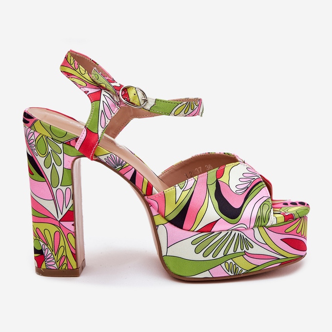 Sandale s uzorkom na posta i ružičasto-zelenoj platformi ružičasta 1