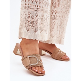 Ženske potpetice s ukrasnim tamnim bež detaljima 2