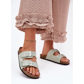 Ženski prelepozi na Cork platformi metvice stezaljke zelena 2