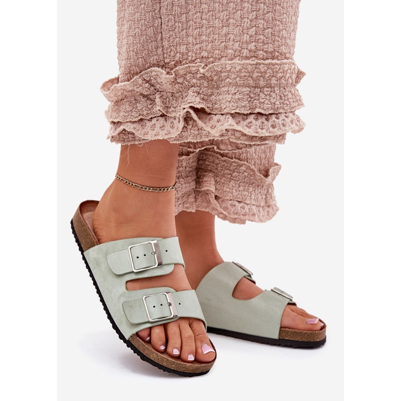 Ženski prelepozi na Cork platformi metvice stezaljke zelena 1