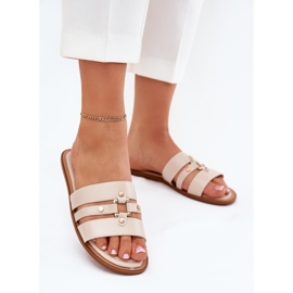 Ravne ženske flip jakne sa zlatnim detaljima bež 2