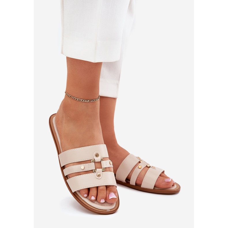 Ravne ženske flip jakne sa zlatnim detaljima bež 1