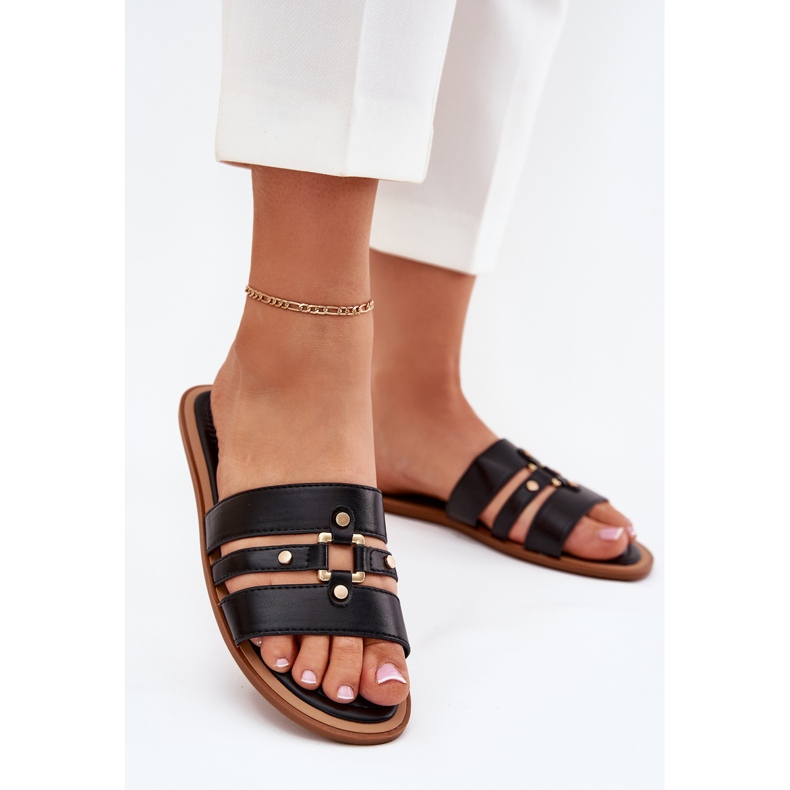 Ravne ženske flip jakne sa zlatnim detaljima crnim crnim crna 2