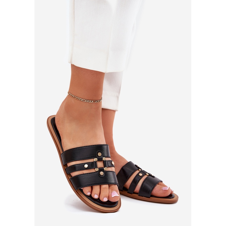 Ravne ženske flip jakne sa zlatnim detaljima crnim crnim crno 1