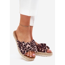 Ženski klip na platformi s pletenicama i lukom -bow smeđa 1