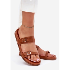 Ženske papuče sa kopčama deva smeđa 1