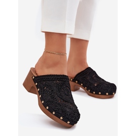 Crochet ženske visoke potpetice crne flip -flops crna 1