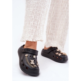 Ženske papuče od pjene s crnim igle crno 2