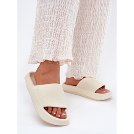 Ženske lagane pjenaste papuče na gustom ECRU potplatu bijela 2