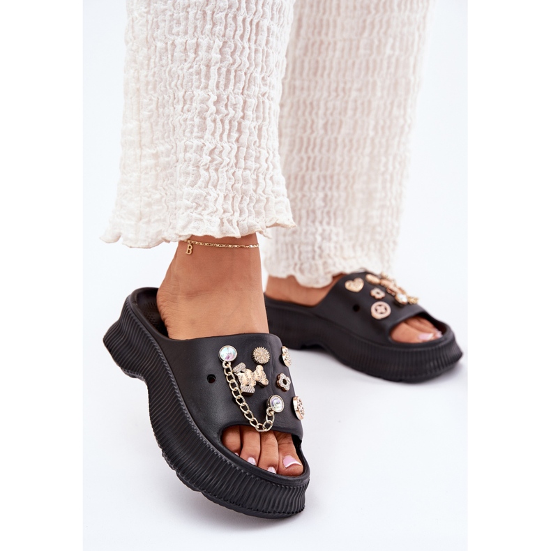 Ženske pjenasti lete od zlatnih igle crnih igle crno 2