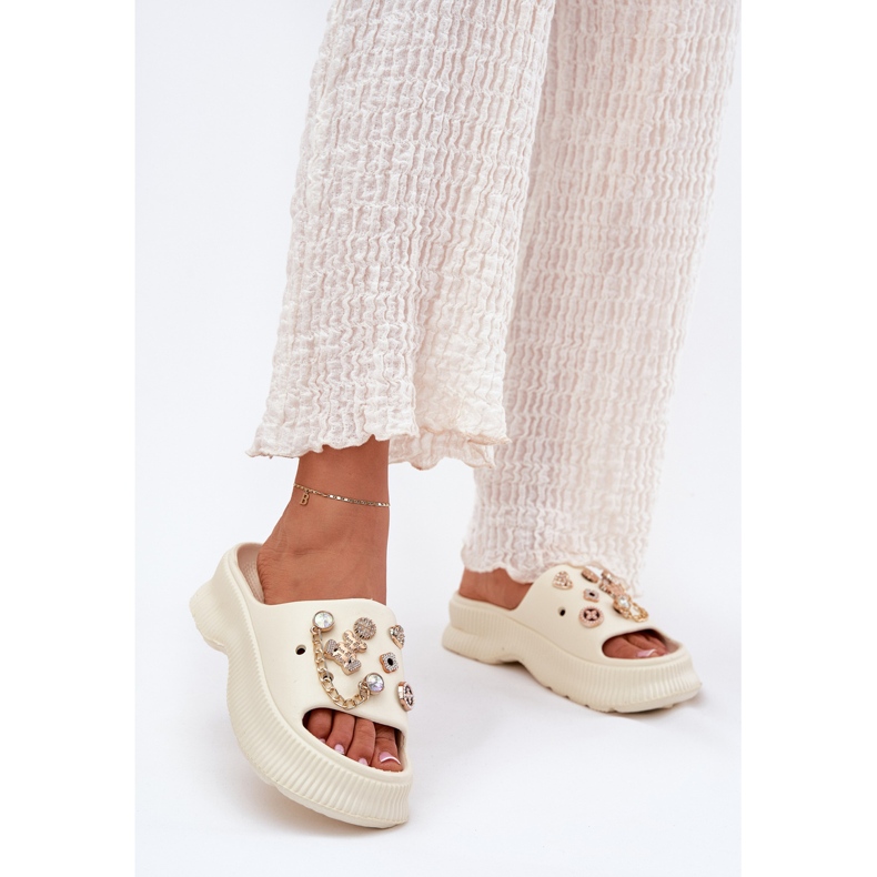 Ženske pjenasti jakne sa zlatnim igle laganim prosjakom bež 2