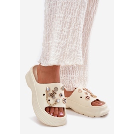 Ženske pjenasti jakne sa zlatnim igle laganim prosjakom bež 1