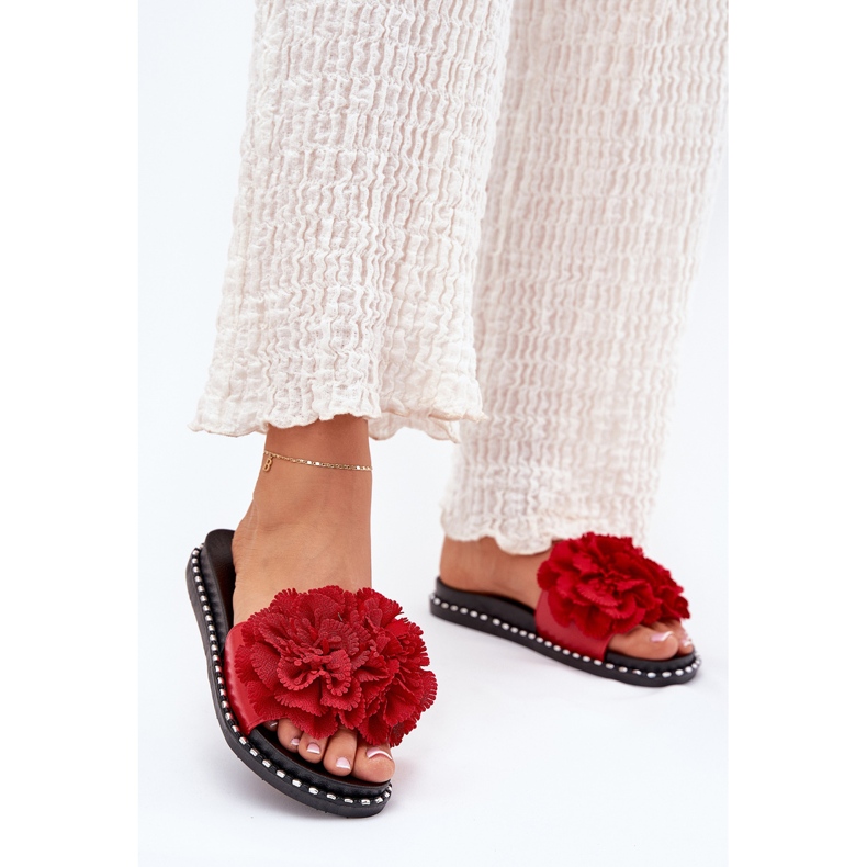 Ženski klip s materijalnim cvjetovima crveni crvena 2