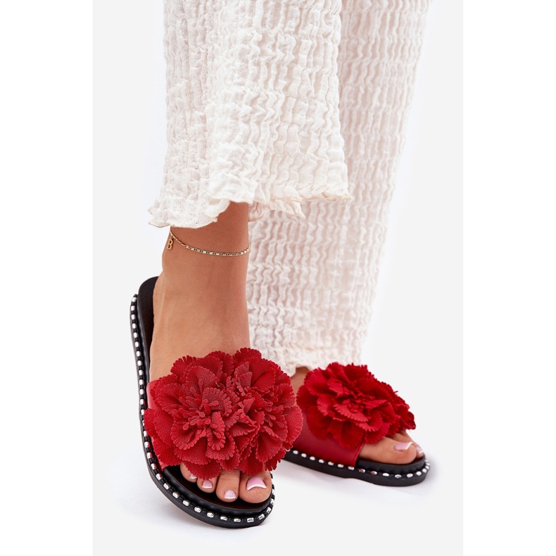 Ženski klip s materijalnim cvjetovima crveni crvena 1