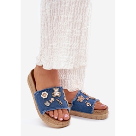 Ženski proleti sa zlatnim igle na platformi mornarsko plavo plava 1