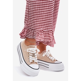 Ženske tenisice na platformi sa zlatnim igle bež 1