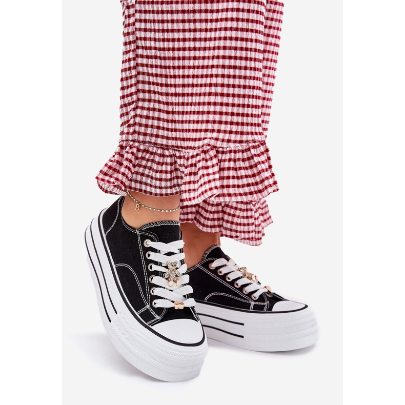 Ženske tenisice na platformi sa zlatnim igle crnim crna 1